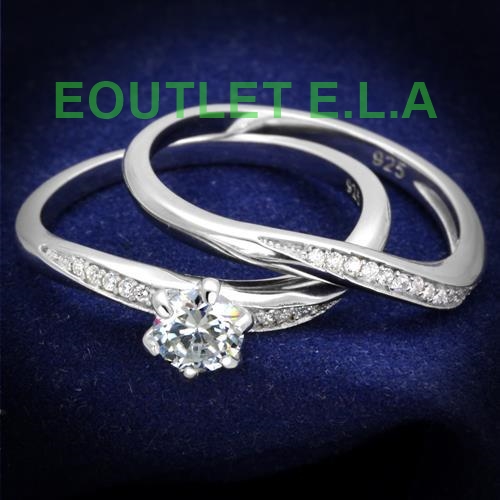 0.72CT WAVY CZ SOLID STERLING SILVER WEDDING SET-size 9